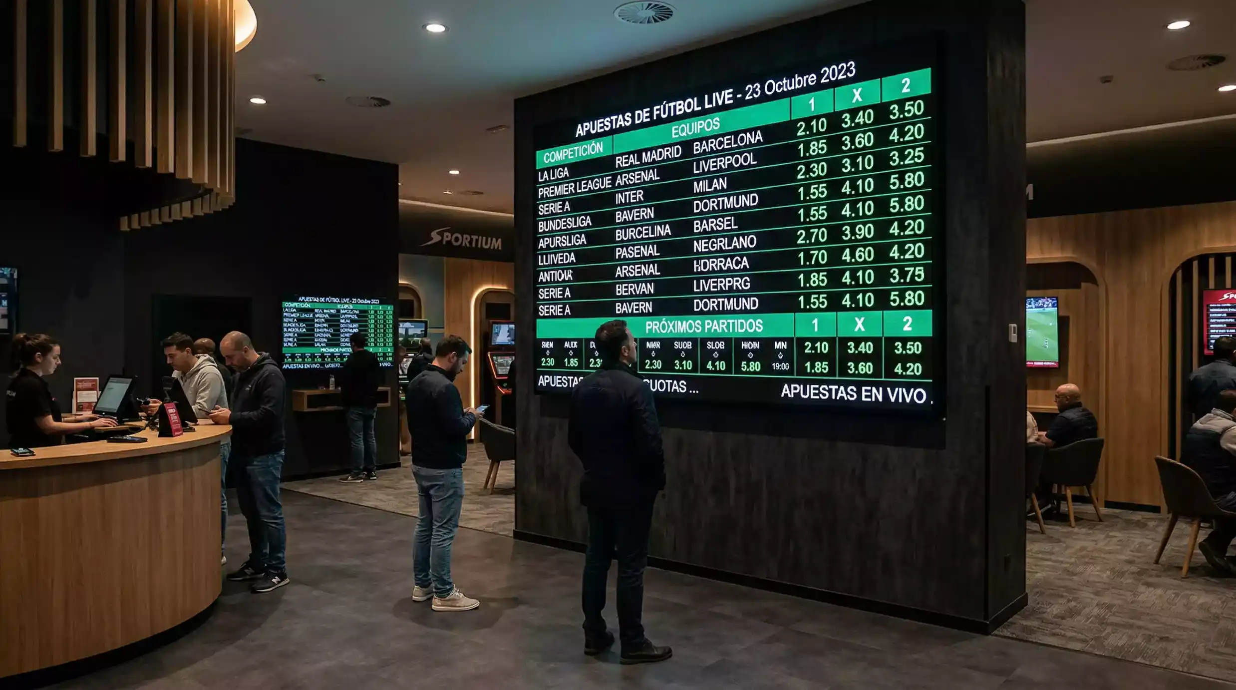 Panel de cuotas decimales de un partido de fútbol de la J-League en una casa de apuestas